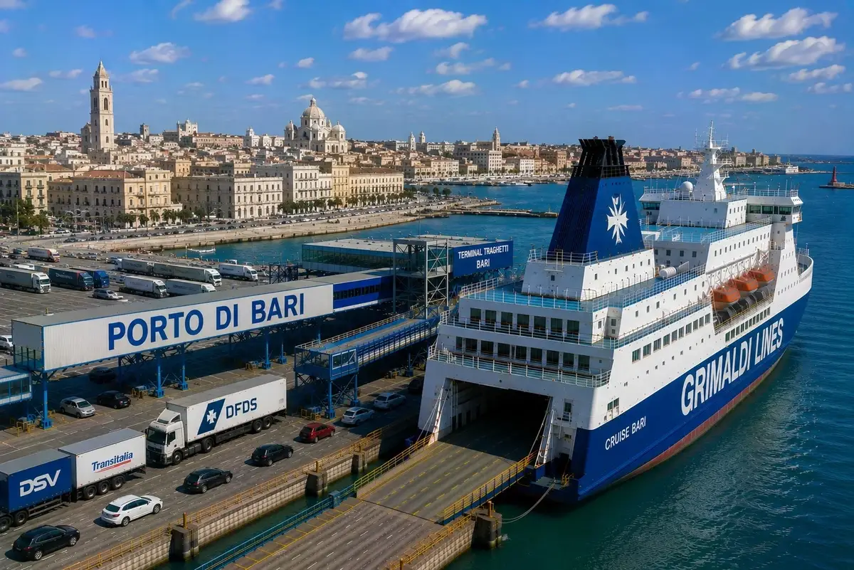 Bari färjehamn i södra Italien