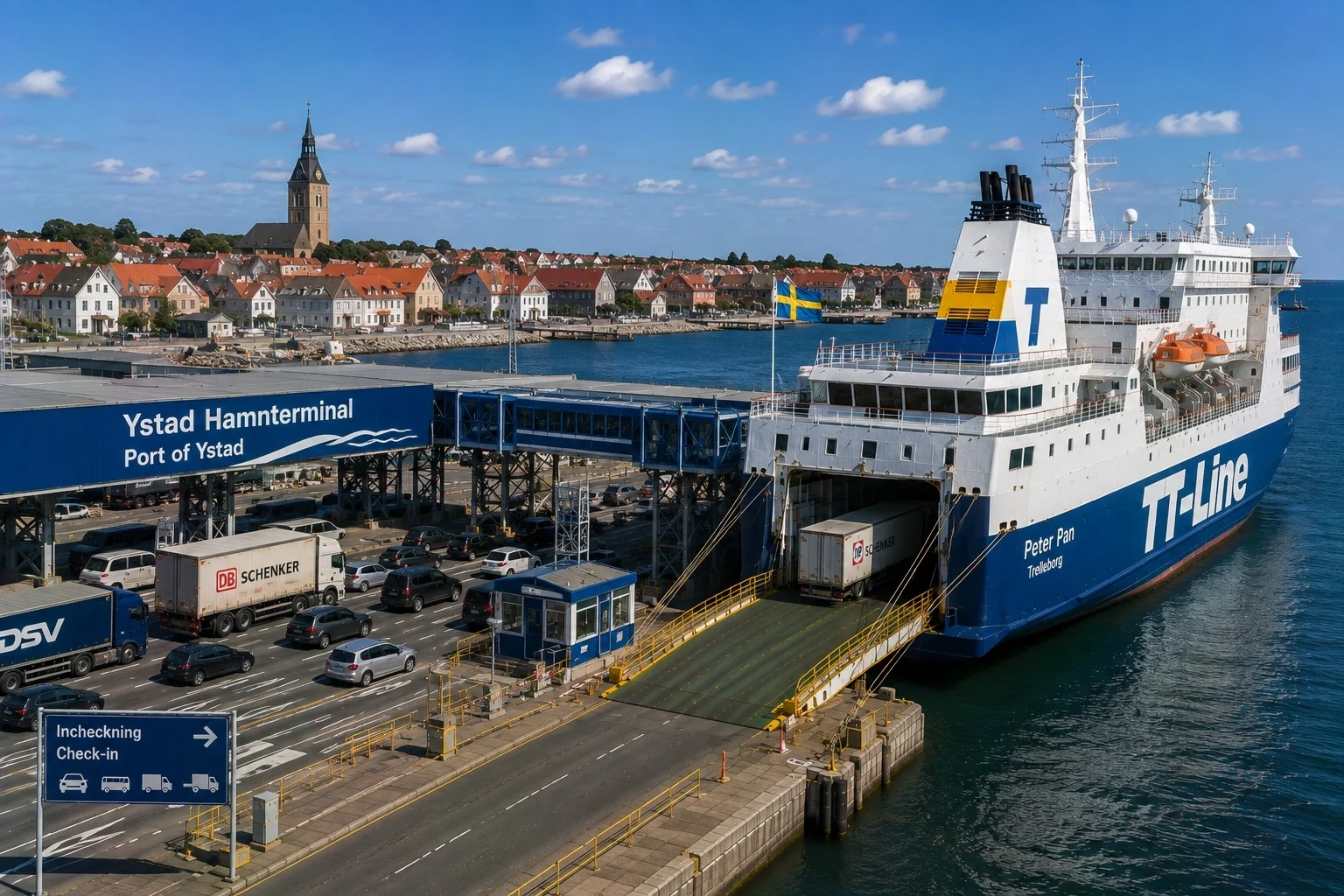 Ystad färjehamn i södra Sverige